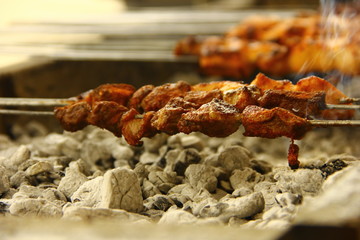 delicious Adana kebab and salads