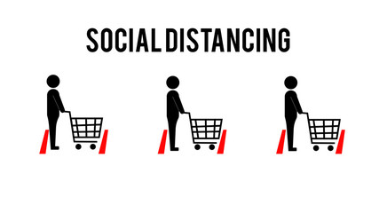 Fototapeta premium standing distance of 1 meter from other people keep distance protect from COVID-19