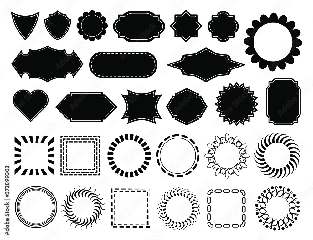 Fototapete Vector design elements, different flat shapes for text overlay, blank text frames, isolated on white background.