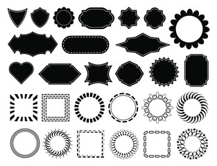 Vector design elements, different flat shapes for text overlay, blank text frames, isolated on white background.