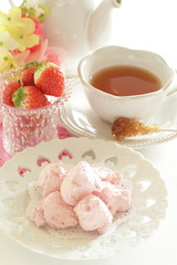 Pink sweet candy on dish for confectionery image