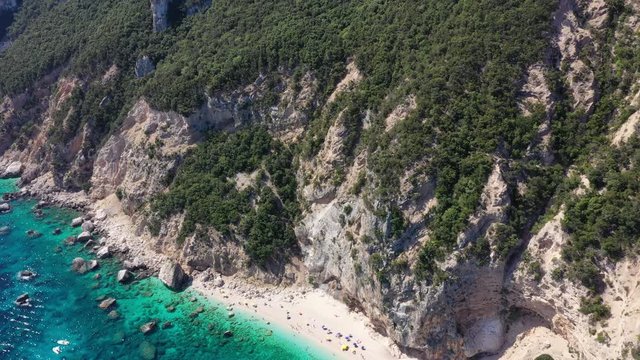 Seagull bay baia dei gabbiani beach sardinia aerial view drone footage
