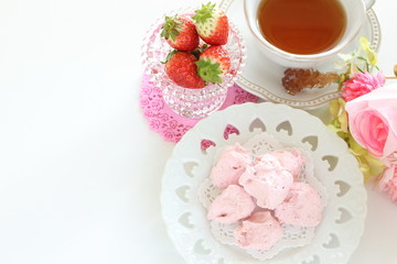 Pink sweet candy on dish for confectionery image