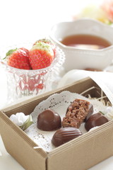 assorted chocolate in gift box for Valentine's Day 