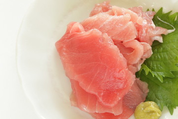 Japanese food, maguro and toro served with wasabi