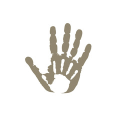 Palm kid on the palm adult man icon. Handprints graphic signs isolated on white background. Vector illustration