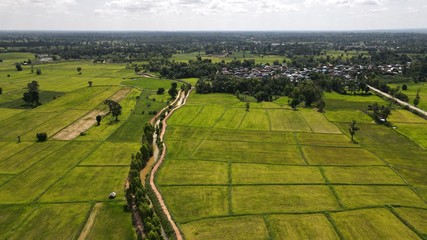 Villages and fields with water canals through