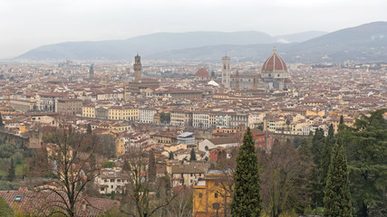 Fototapeta na wymiar Florence Tuscany at Rainy Winter Day