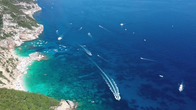Seagull bay baia dei gabbiani beach sardinia aerial view
