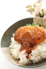 Japanese food, crab cream croquette and curry rice