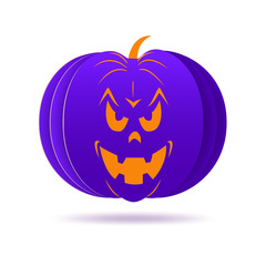 Fototapeta premium halloween pumpkin with paper cut style on white background. vector illustration