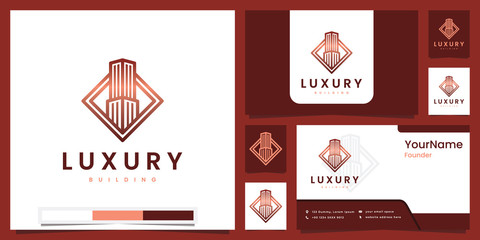 Fototapeta premium luxury building line art version logo design inspiration