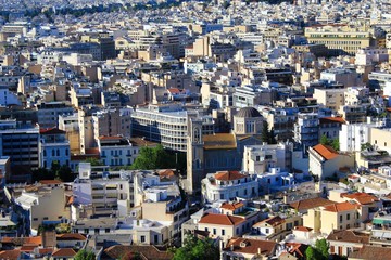 Fototapeta premium Greece, Athens, June 16 2020 - Athens city view from Acropolis hill.