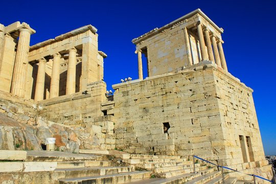 Greece, Athens, June 16 2020 - The temple of Apteros Niki at the archaeological site of Acropolis.