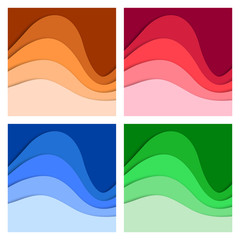 Set of 3D abstract background and paper cut shapes, vector illustration