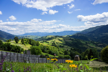 summer mountain landscape with clouds in the sky