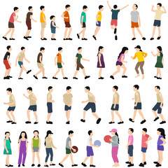 vector, isolated, set of children in flat style
