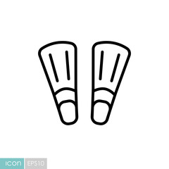 Diving flippers flat vector icon