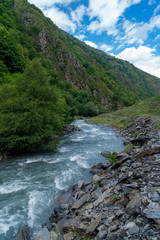 The mountain river Argun in Upper Khevsureti, Georgia