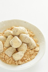 Japanese food, Kinako soy powder candy on dish