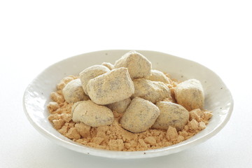 Japanese food, Kinako soy powder candy on dish