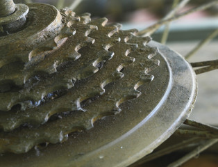 rusty gear wheels of a bicycle