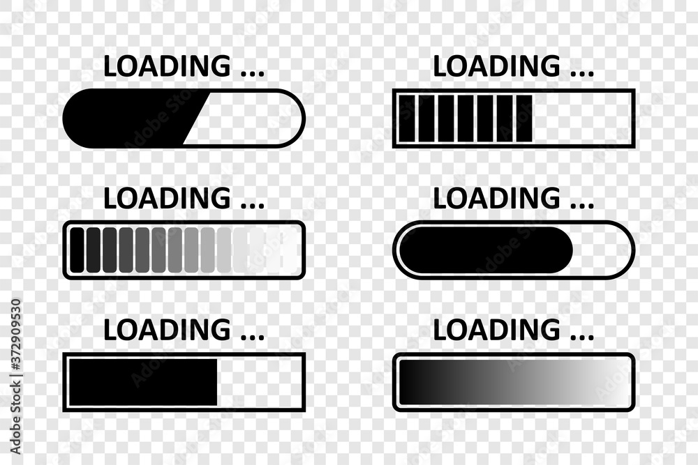 Poster loading. load bar vector icons, isolated. loading icons collection. vector illustration
