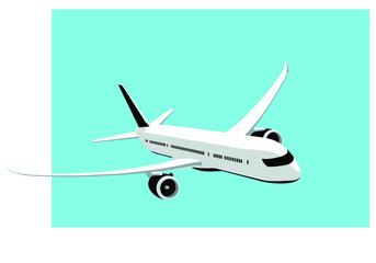 Boeing 787 Dreamliner. Modern airliner flying. commercial jet at the sky. Vector image for illustration.