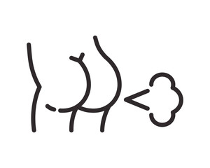 Obraz premium Cartoon male ass and near farting cloud. Ass and fart icon. Vector illustration.