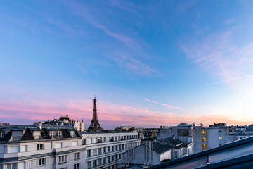Hotel room view goals in Paris looking on Eiffel Tower.