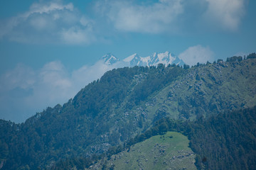 beautiful snowy peaks of himalayas mountain located in Manali, Himachal Pradesh, India.