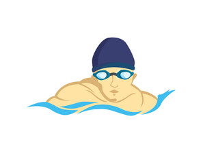 Swimming Man Figure with Goggles Illustration