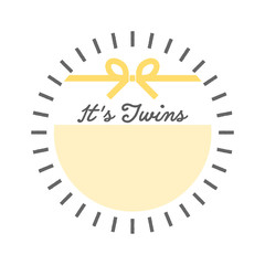 It's Twins. Baby Shower. 双子の赤ちゃん用素材 - 黄色：名札・バナー