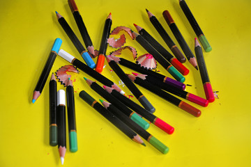 Art Pencil isolated in yellow background