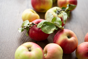 ripe apples on a  table