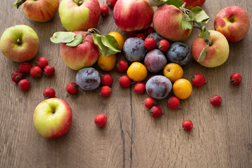 ripe apples on a  table