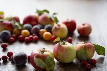 ripe apples on a  table