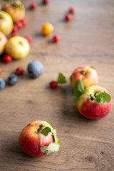 Naklejka na ściany i meble ripe apples on a table