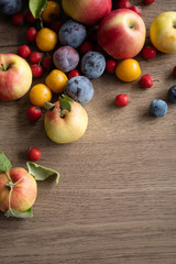 ripe apples on a  table
