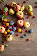 ripe apples on a  table
