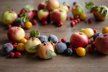 ripe apples on a  table