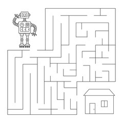 Maze with robot. Educational children game.