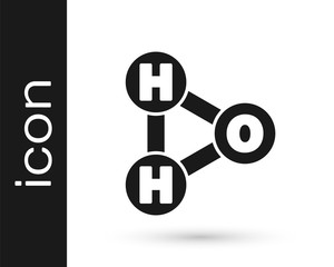 Grey Chemical formula for water drops H2O shaped icon isolated on white background. Vector Illustration.