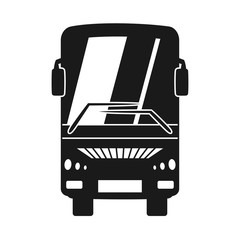 Black and white bus front view silhouette