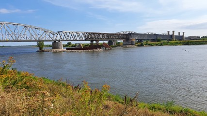 Fototapeta na wymiar Railway bridge over Vistula river in Tczew, Poland