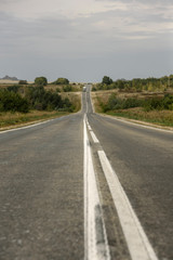 Double solid line on a country road