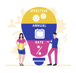 Flat design with people. EAR  - effective annual rate.  business concept background. Vector illustration for website banner, marketing materials, business presentation, online advertising