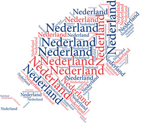 Nederland Map word cloud concept.