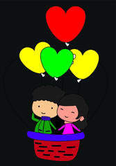 boy and girl with balloons