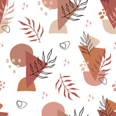 Fototapeta na wymiar Seamless pattern with organic abstract shapes and doodle objects.